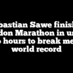 Sabastian Sawe finishes London Marathon in under two hours to break men’s world record