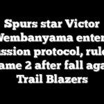 Spurs star Victor Wembanyama enters concussion protocol, ruled out of Game 2 after fall against Trail Blazers