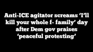 Anti-ICE agitator screams ‘I’ll kill your whole f- family’ day after Dem gov praises ‘peaceful protesting’