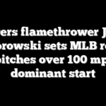 Brewers flamethrower Jacob Misiorowski sets MLB record for pitches over 100 mph in dominant start