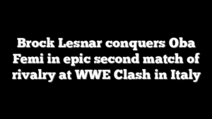 Brock Lesnar conquers Oba Femi in epic second match of rivalry at WWE Clash in Italy