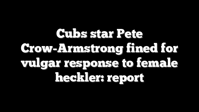 Cubs star Pete Crow-Armstrong fined for vulgar response to female heckler: report