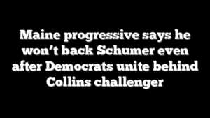 Maine progressive says he won’t back Schumer even after Democrats unite behind Collins challenger