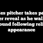 Orioles pitcher takes part in gender reveal as he walks off mound following relief appearance