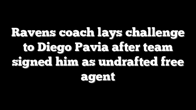 Ravens coach lays challenge to Diego Pavia after team signed him as undrafted free agent