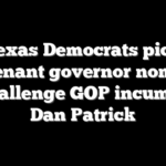 Texas Democrats pick lieutenant governor nominee to challenge GOP incumbent Dan Patrick