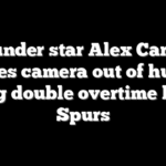 Thunder star Alex Caruso shoves camera out of huddle during double overtime loss to Spurs