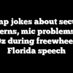 Trump jokes about security concerns, mic problems and Dr Oz during freewheeling Florida speech