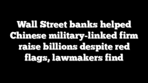 Wall Street banks helped Chinese military-linked firm raise billions despite red flags, lawmakers find