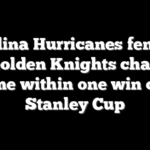 Carolina Hurricanes fend off late Golden Knights charge to come within one win of a Stanley Cup