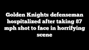 Golden Knights defenseman hospitalized after taking 87 mph shot to face in horrifying scene