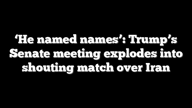 ‘He named names’: Trump’s Senate meeting explodes into shouting match over Iran
