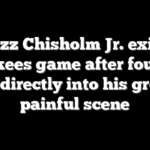 Jazz Chisholm Jr. exits Yankees game after fouling pitch directly into his groin in painful scene