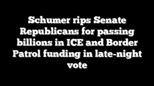 Schumer rips Senate Republicans for passing billions in ICE and Border Patrol funding in late-night vote