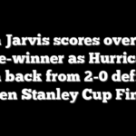 Seth Jarvis scores overtime game-winner as Hurricanes storm back from 2-0 deficit to even Stanley Cup Final