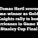 Tomas Hertl scores game-winner as Golden Knights rally to beat Hurricanes in Game 1 of Stanley Cup Final