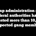 Trump administration says federal authorities have arrested more than 10,000 suspected gang members