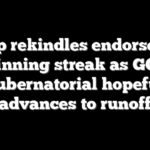 Trump rekindles endorsement winning streak as GOP gubernatorial hopeful advances to runoff
