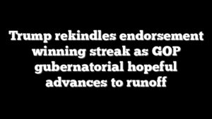 Trump rekindles endorsement winning streak as GOP gubernatorial hopeful advances to runoff