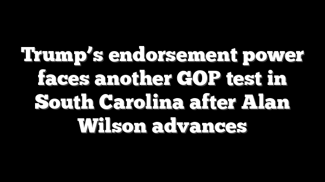 Trump’s endorsement power faces another GOP test in South Carolina after Alan Wilson advances