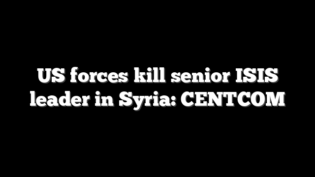US forces kill senior ISIS leader in Syria: CENTCOM