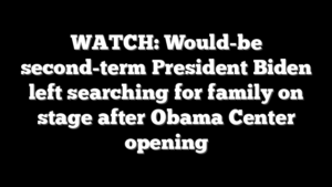 WATCH: Would-be second-term President Biden left searching for family on stage after Obama Center opening