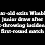15-year-old exits Wimbledon junior draw after racket-throwing incident ends first-round match