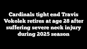 Cardinals tight end Travis Vokolek retires at age 28 after suffering severe neck injury during 2025 season