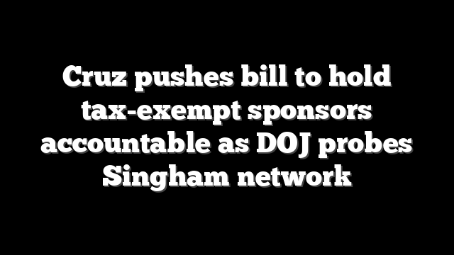 Cruz pushes bill to hold tax-exempt sponsors accountable as DOJ probes Singham network