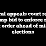 Federal appeals court rejects Trump bid to enforce mail ballot order ahead of midterm elections