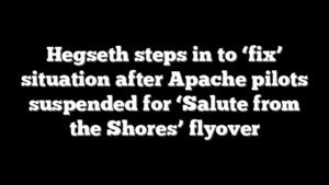 Hegseth steps in to ‘fix’ situation after Apache pilots suspended for ‘Salute from the Shores’ flyover
