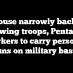 House narrowly backs allowing troops, Pentagon workers to carry personal guns on military bases