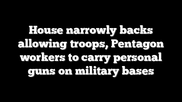 House narrowly backs allowing troops, Pentagon workers to carry personal guns on military bases