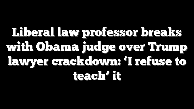 Liberal law professor breaks with Obama judge over Trump lawyer crackdown: ‘I refuse to teach’ it
