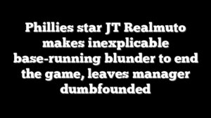 Phillies star JT Realmuto makes inexplicable base-running blunder to end the game, leaves manager dumbfounded