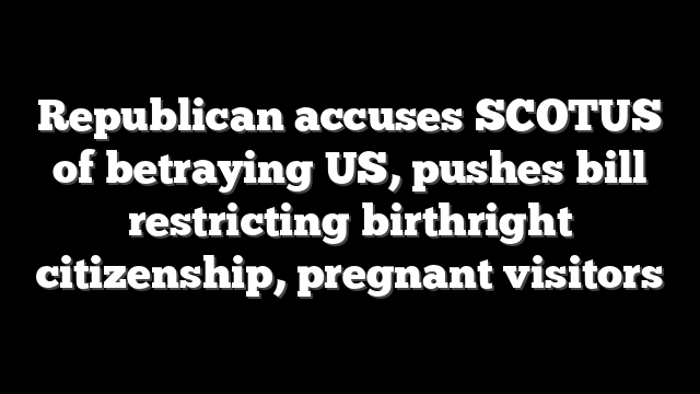 Republican accuses SCOTUS of betraying US, pushes bill restricting birthright citizenship, pregnant visitors