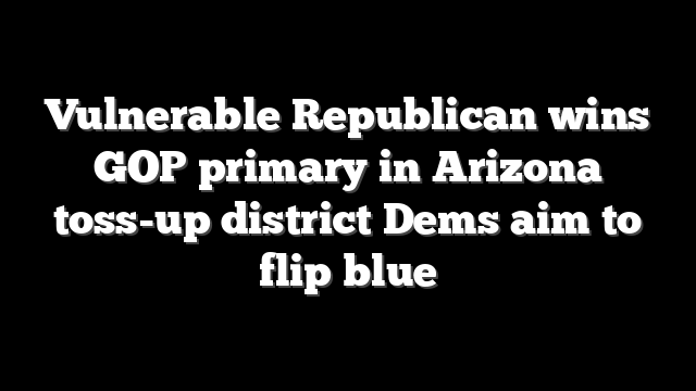 Vulnerable Republican wins GOP primary in Arizona toss-up district Dems aim to flip blue