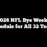 2026 NFL Bye Weeks Schedule for All 32 Teams