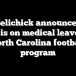 Bill Belichick announces son Steve is on medical leave from North Carolina football program
