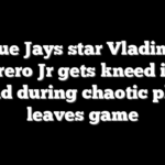Blue Jays star Vladimir Guerrero Jr gets kneed in the head during chaotic play, leaves game