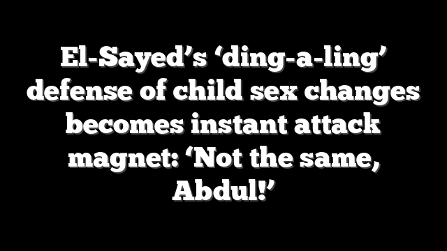 El-Sayed’s ‘ding-a-ling’ defense of child sex changes becomes instant attack magnet: ‘Not the same, Abdul!’