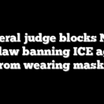 Federal judge blocks New York law banning ICE agents from wearing masks