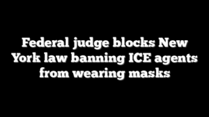 Federal judge blocks New York law banning ICE agents from wearing masks