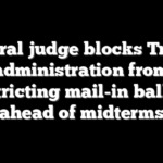 Federal judge blocks Trump administration from restricting mail-in ballots ahead of midterms