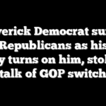 Maverick Democrat surges with Republicans as his own party turns on him, stoking talk of GOP switch