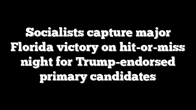 Socialists capture major Florida victory on hit-or-miss night for Trump-endorsed primary candidates