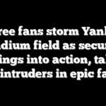 Three fans storm Yankee Stadium field as security springs into action, takes down intruders in epic fashion