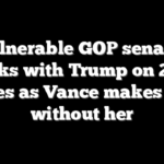 Vulnerable GOP senator breaks with Trump on 2 key issues as Vance makes stop without her