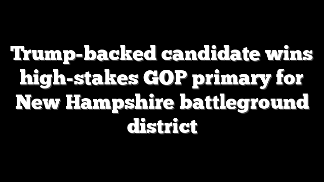 Trump-backed candidate wins high-stakes GOP primary for New Hampshire battleground district
