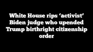 White House rips ‘activist’ Biden judge who upended Trump birthright citizenship order